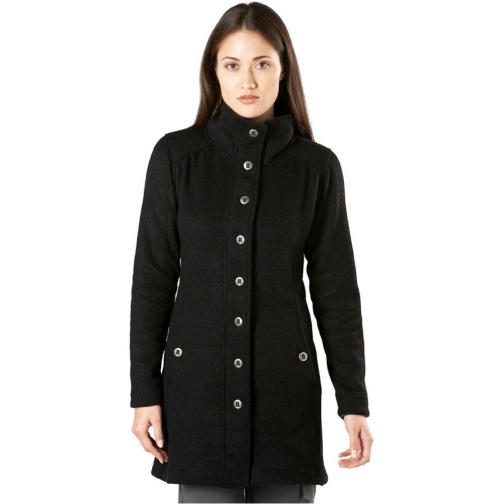 BLACK KUHL SAVINA ALPACA LONG COAT FLEECE KNIT SWEATER